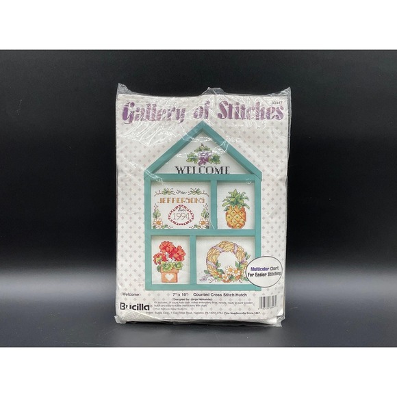 Bucilla Gallery‎ of Stitches Welcome Cross‑Stitch Hutch Kit 14‑Count 7×10 in - Picture 5 of 5